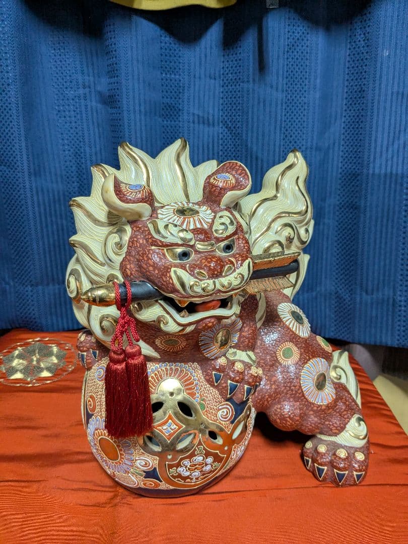 九谷焼清香作球乗り獅子美品、値下げしました最終値下げ