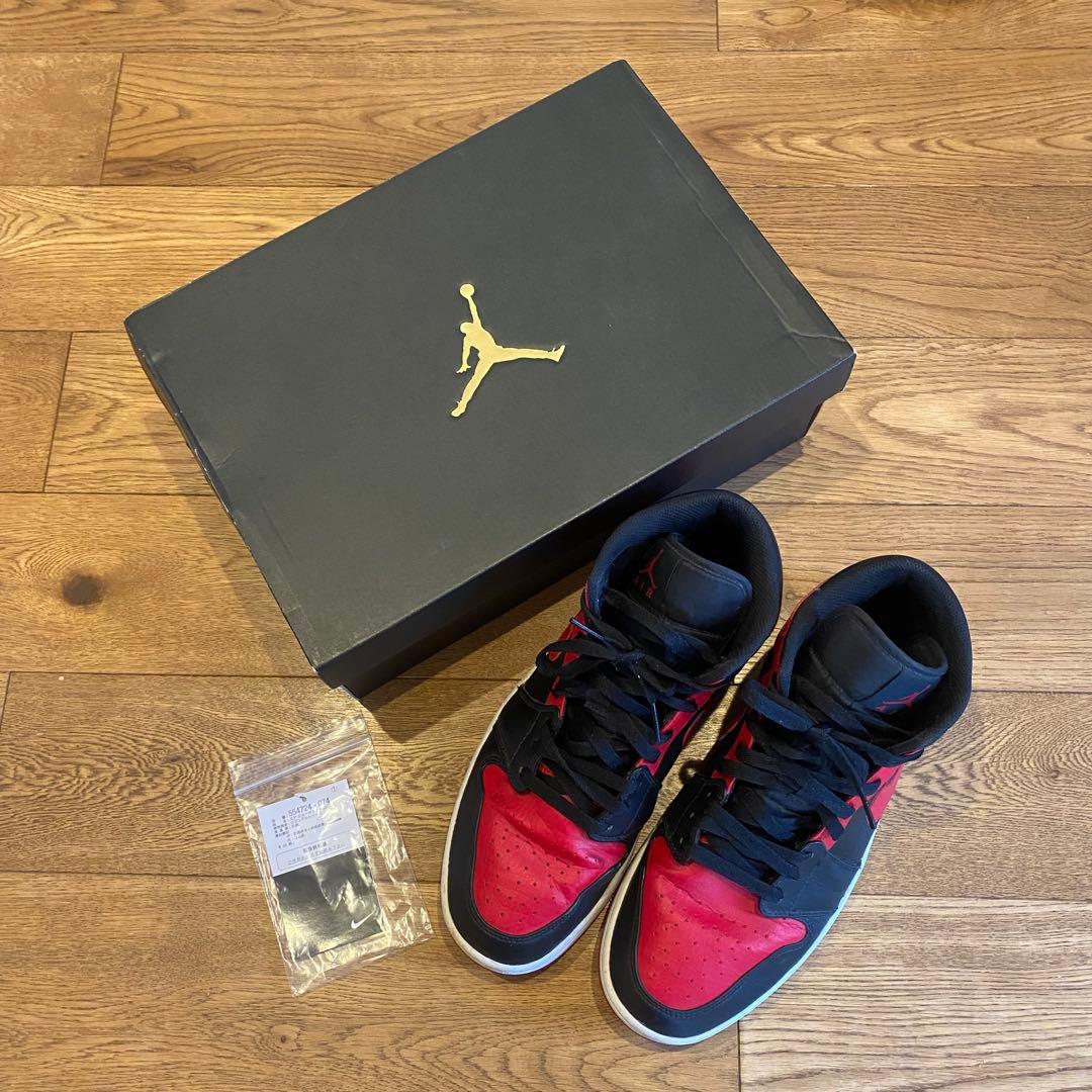 NIKE Air Jordan 1 Mid 28cm 赤黒