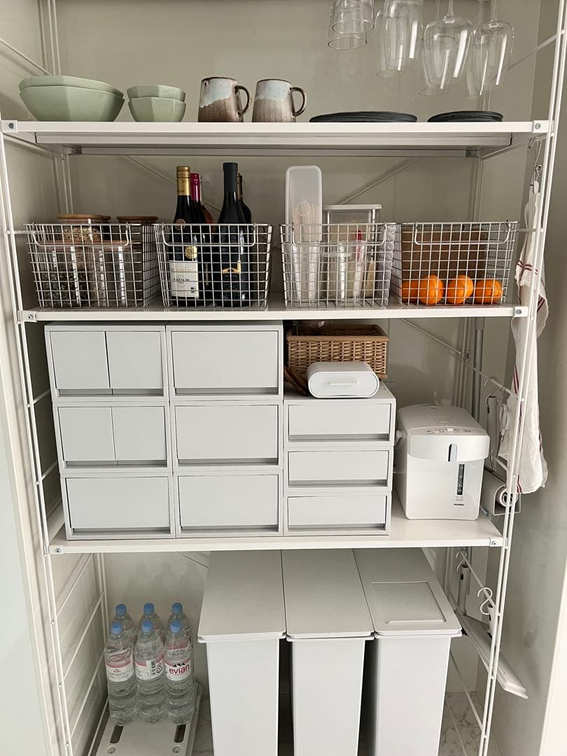 都内近郊限定)無印良品ホワイト スチールシェルフ 4段収納 収納ボックス付