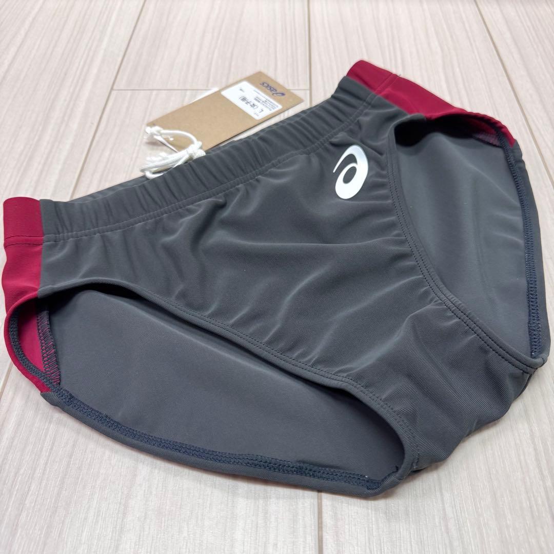 アシックス　女子陸上レーシングショーツ　Lサイズ　ダークグレー×エンジ　新品②