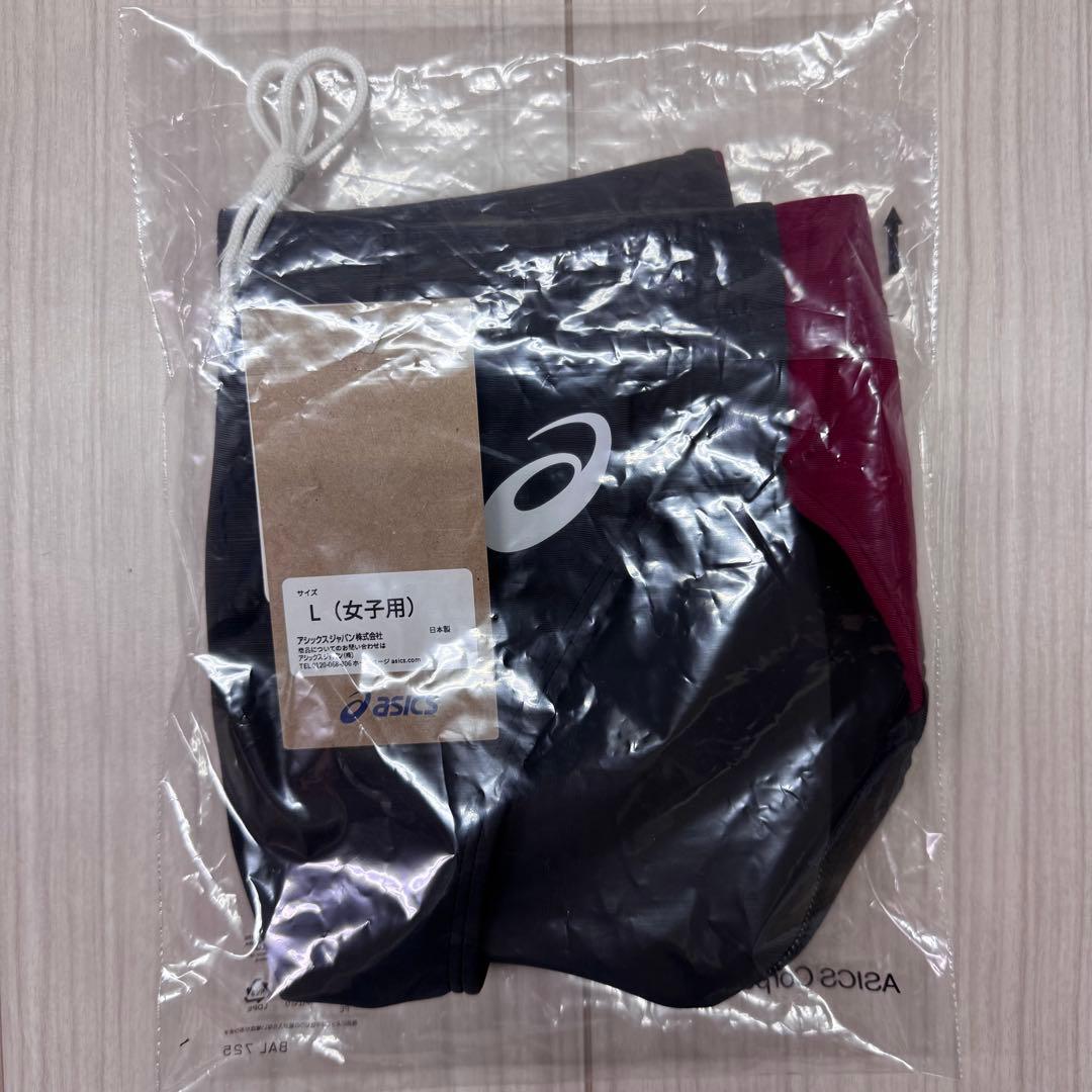 アシックス　女子陸上レーシングショーツ　Lサイズ　ダークグレー×エンジ　新品②