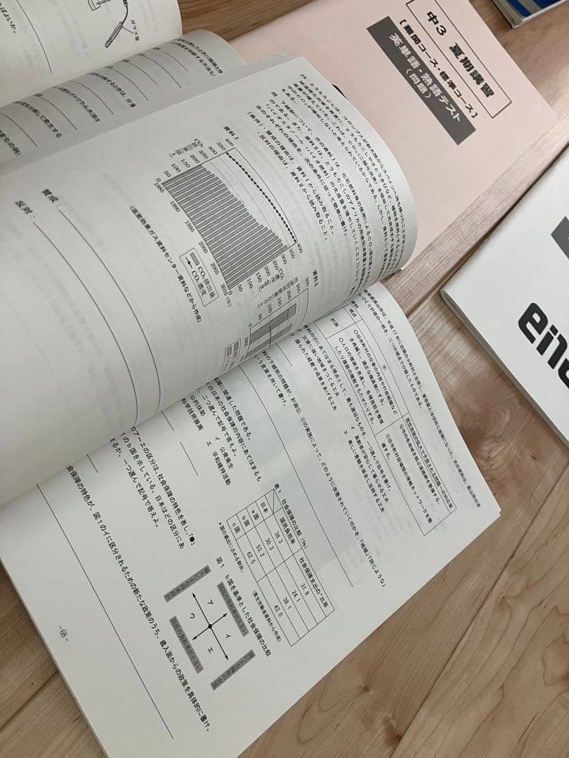 書き込みなし 2025年 ena 中3 夏期講習・合宿 テキスト 国数英理社