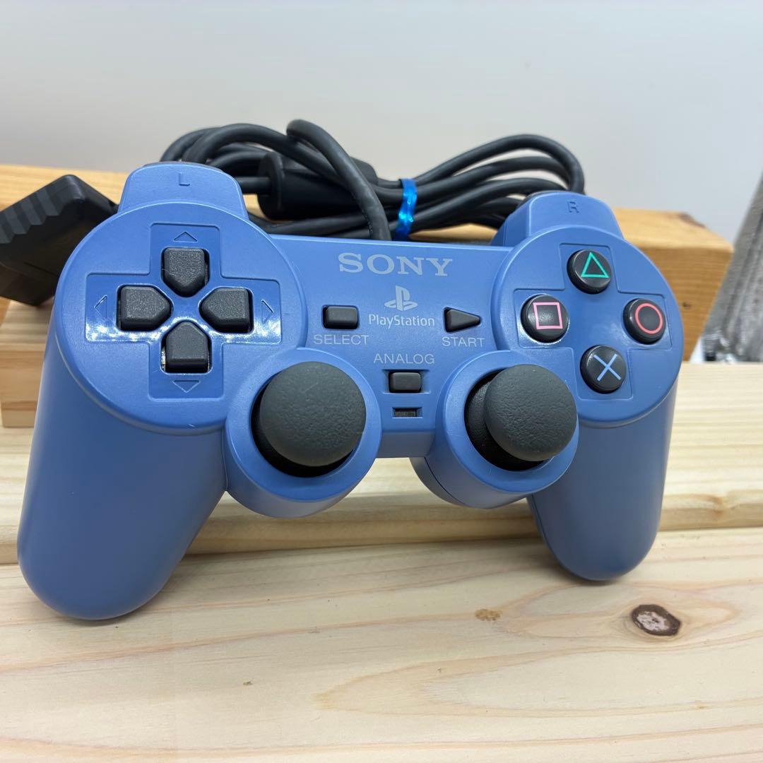純正品 希少色 プレイステーション２ コントローラ ブルー