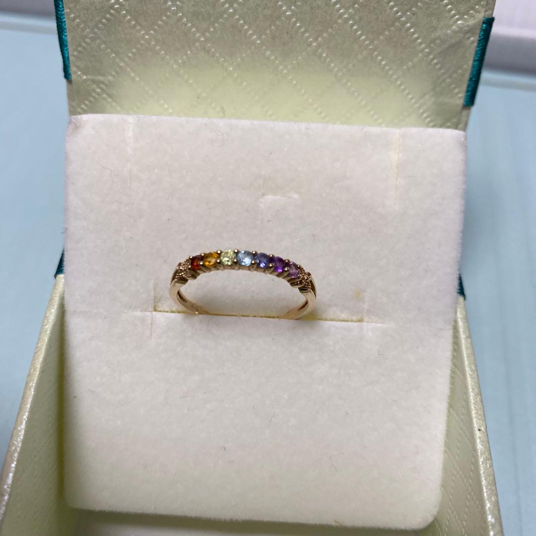 ち*ん様 ジュエリーツツミ K10イエローゴールド マルチストーンリング