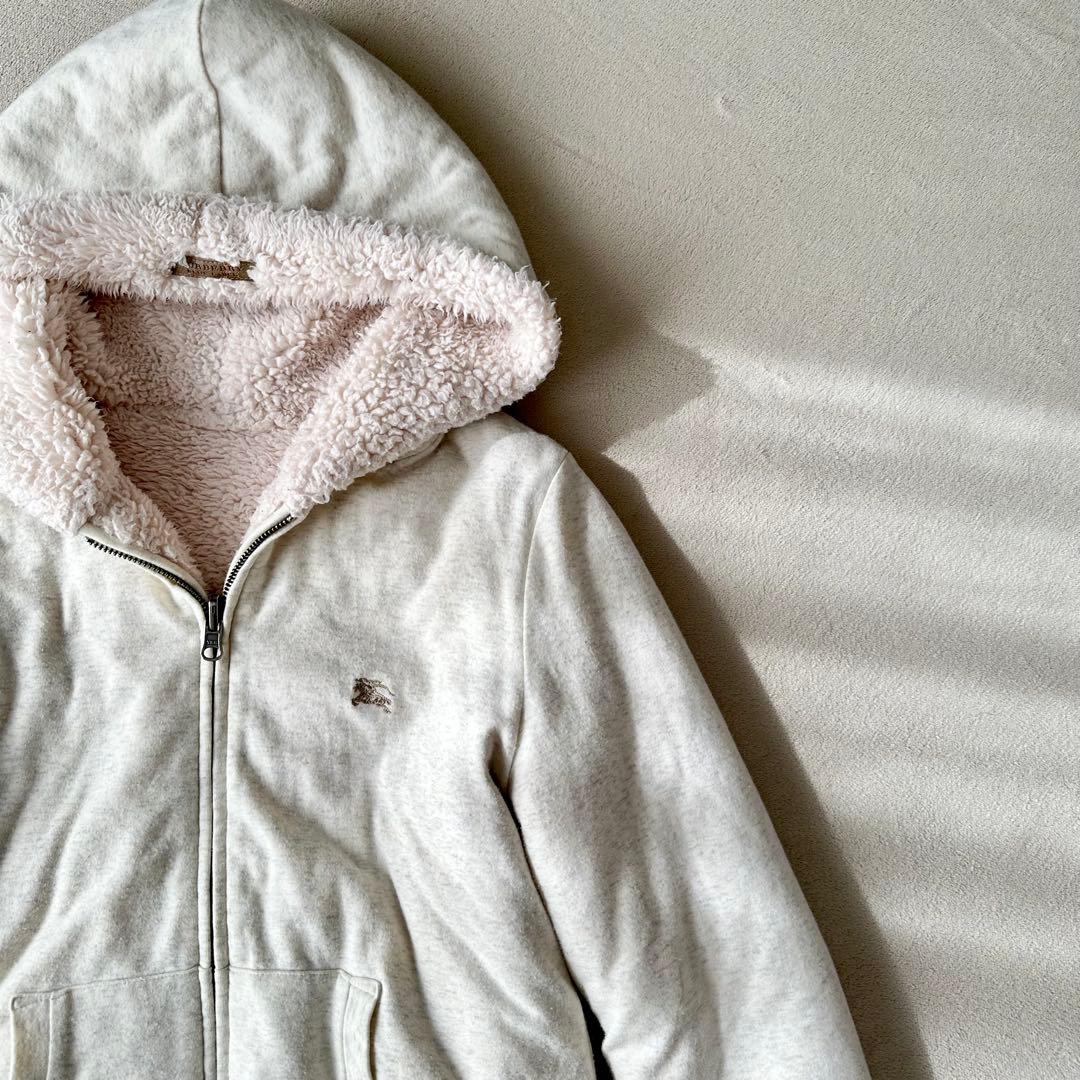 バーバリーブルーレーベル ジップアップ パーカー ボア リバーシブル Mサイズ