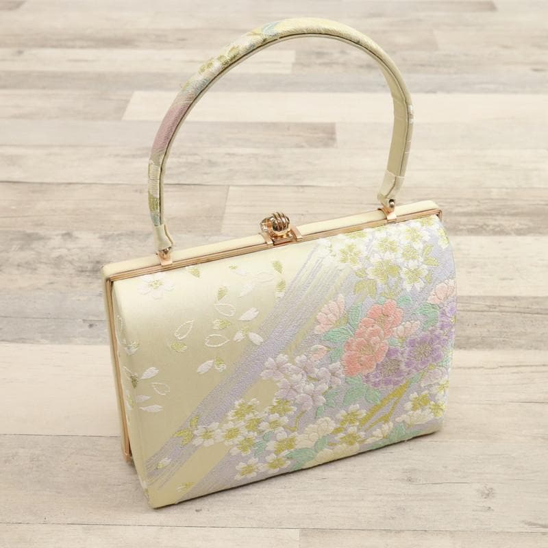 《和装バッグ◆咲き誇る花の唐織　カラフル　イエロー　礼装用　訪問着に♪Z3-4》