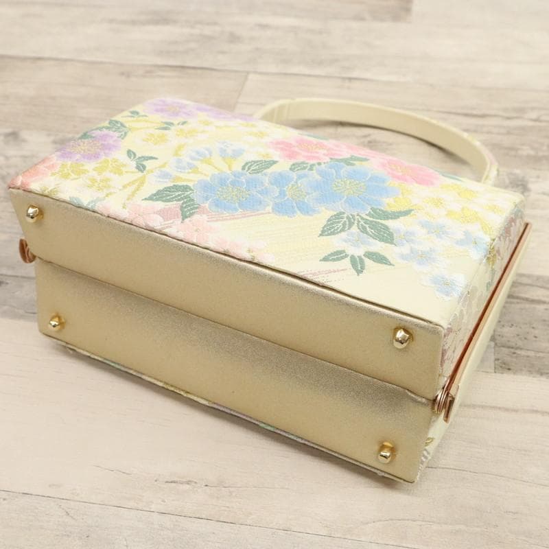 《和装バッグ◆咲き誇る花の唐織　カラフル　イエロー　礼装用　訪問着に♪Z3-4》