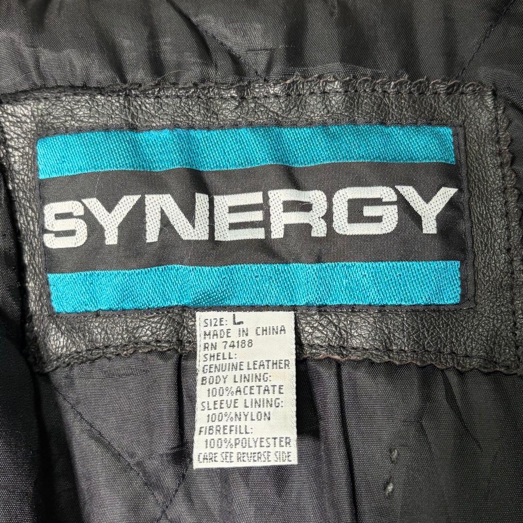 ギミック 本革 レザージャケット 黒 vintage