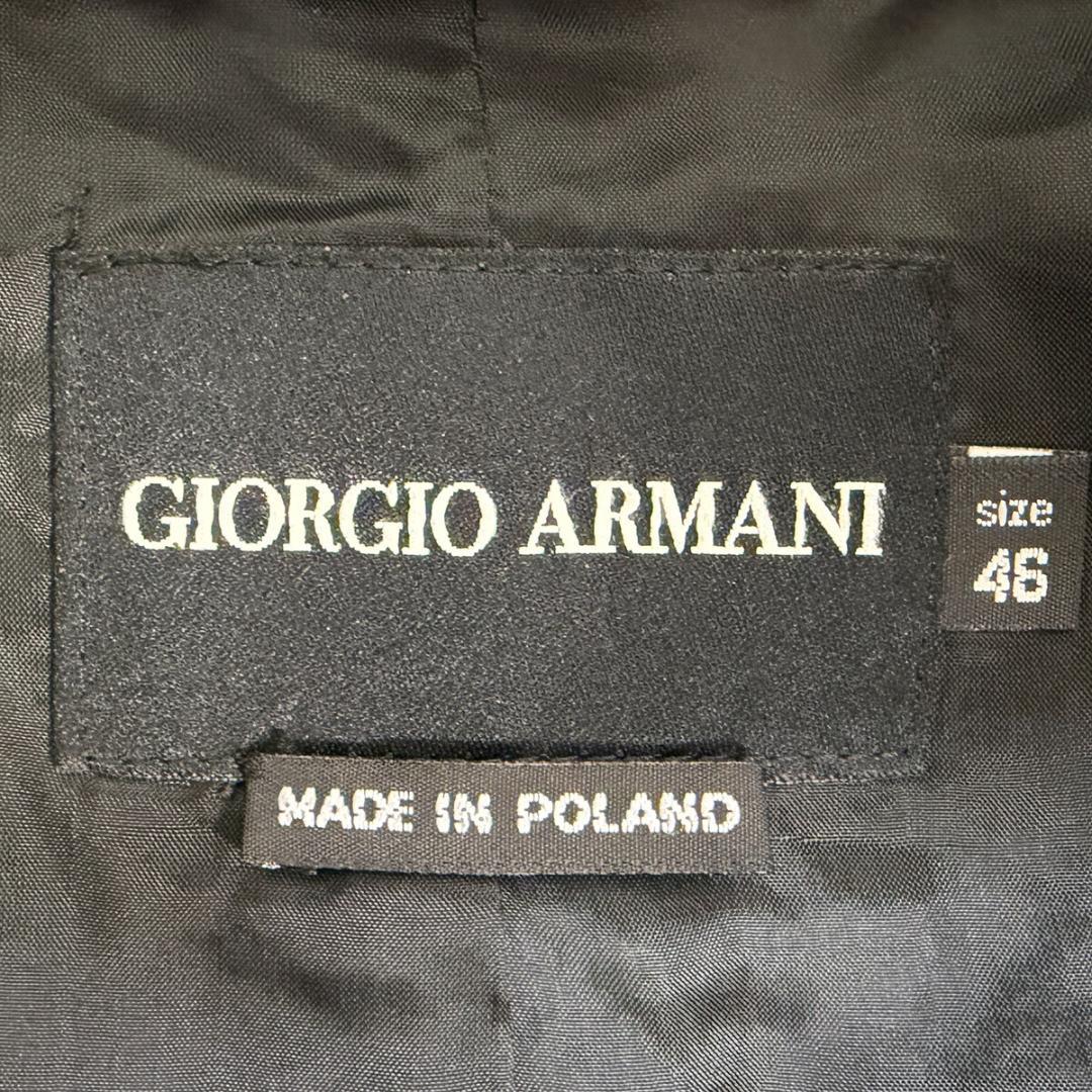 J6423 美品 ジョルジオアルマーニ ラムレザーテーラードジャケット 黒 46