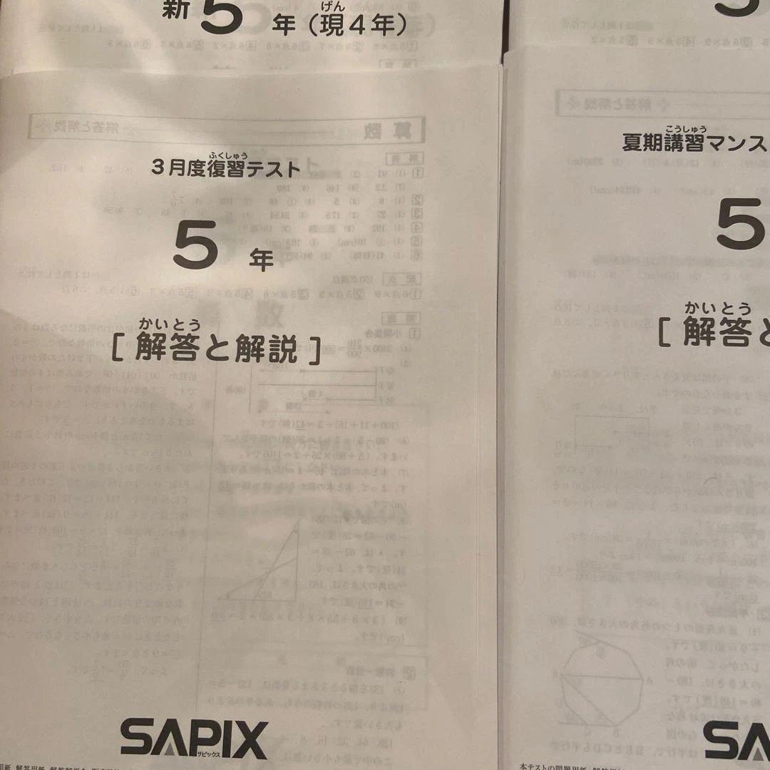 サピックス 5年生テスト通年一式➕おまけ4年時入室テスト復習テスト15回分