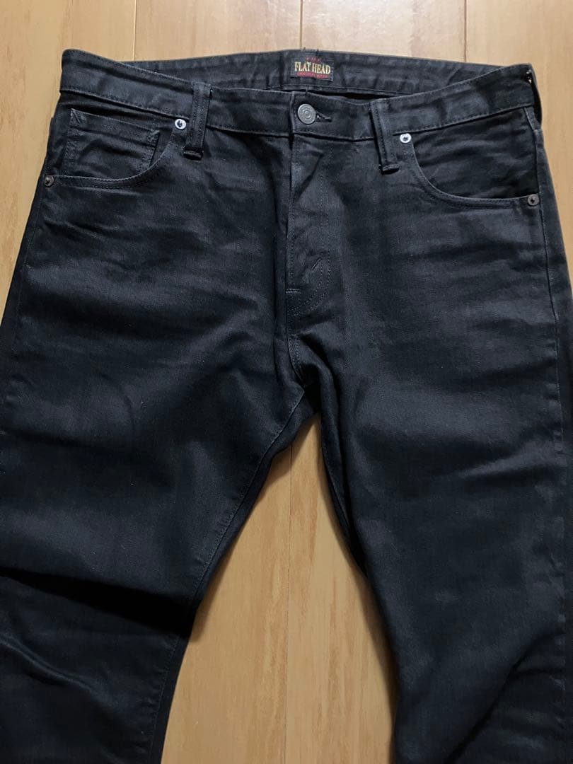 FLAT HEAD タイトテーパード ブラックパンツ FN-PA-DB001 M