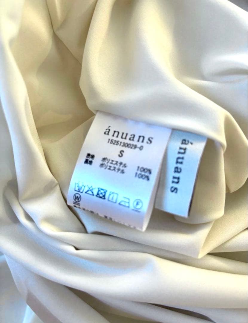 anuans アニュアンス　ダブルサテンノーカラータックワンピース　S