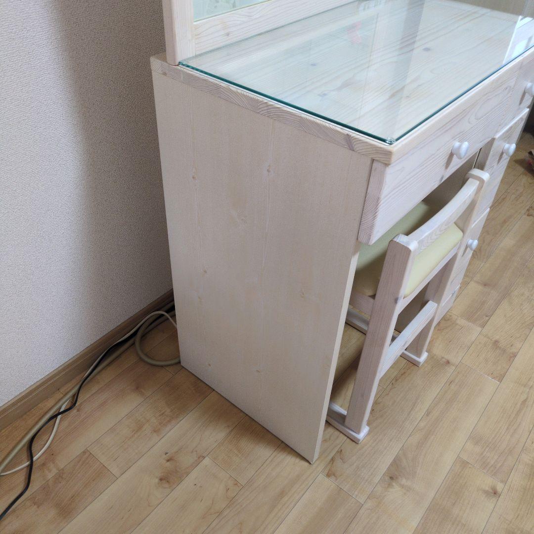 【本体】天然木 ドレッサー 鏡台 ホワイト 幅65cm（椅子別売り）