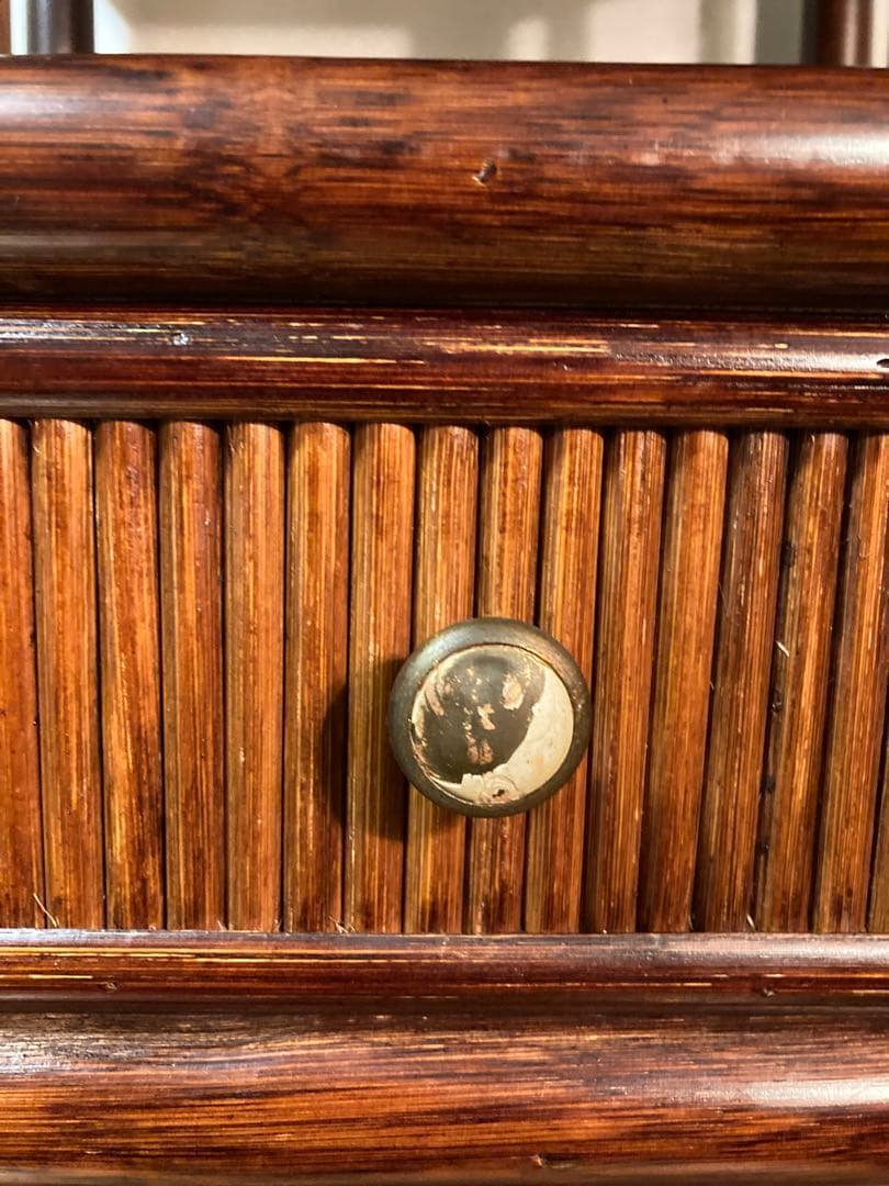 レトロ　棚　電話台　ラタン　藤製品