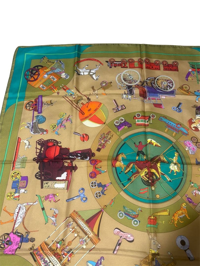 【希少品】エルメス カレ90 子供時代の鍵 シルク100 スカーフ