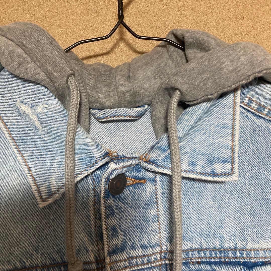 アバクロ デニムジャケット Gジャン フード レミレリーフ パーカー 厚手