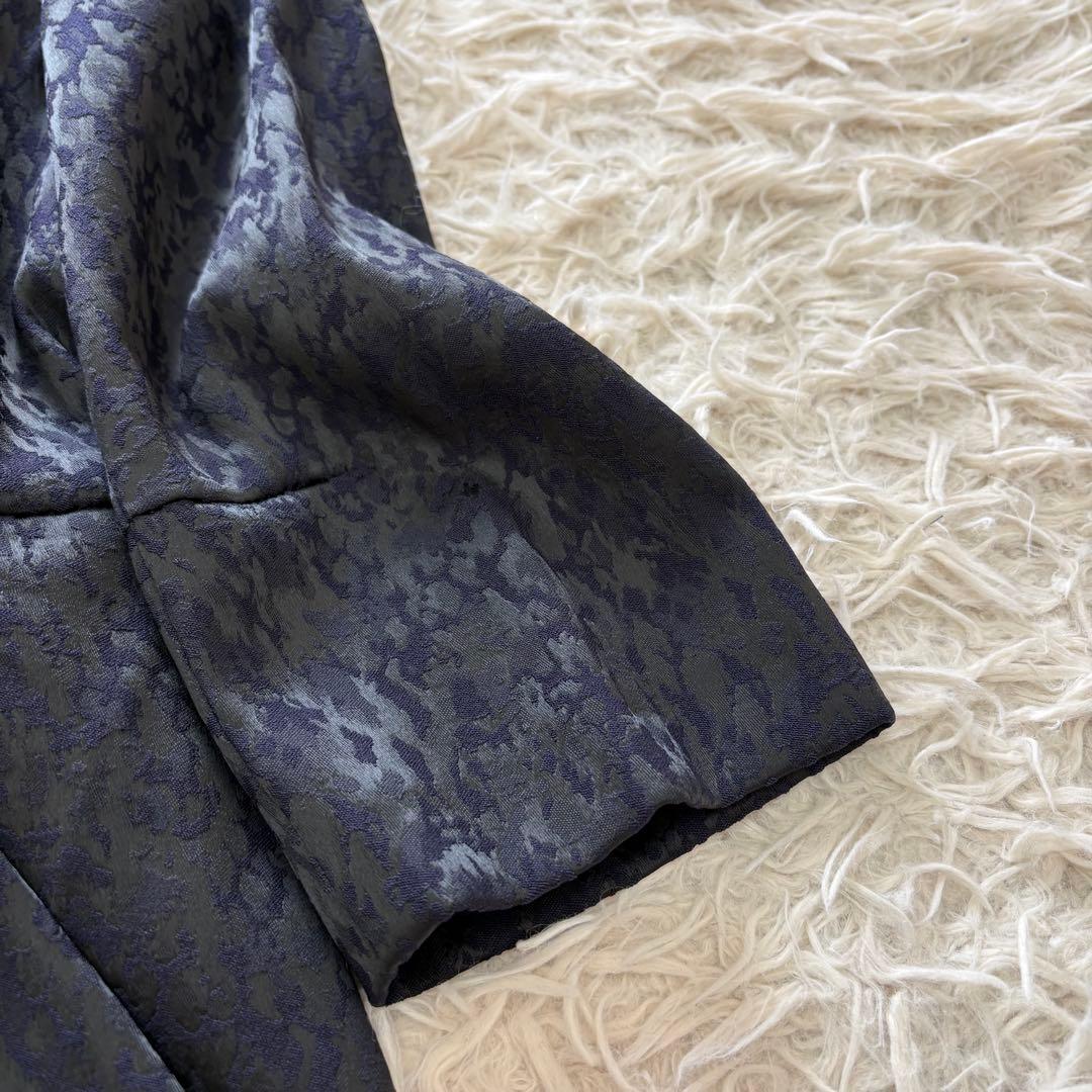 美品✨Max&Co 大きいサイズ　タック入りジャガードワンピース　ネイビー　48