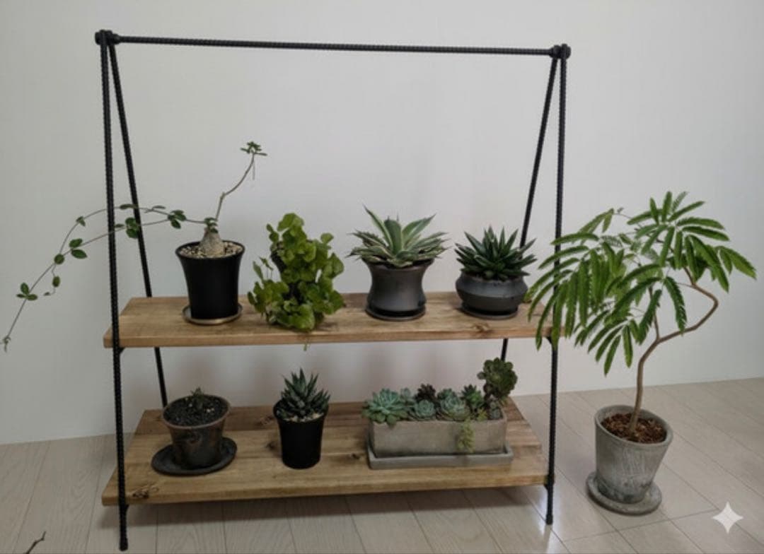 ハンギングラック　ハンガーラック　アイアンシェルフ　什器　観葉植物棚　飾り棚