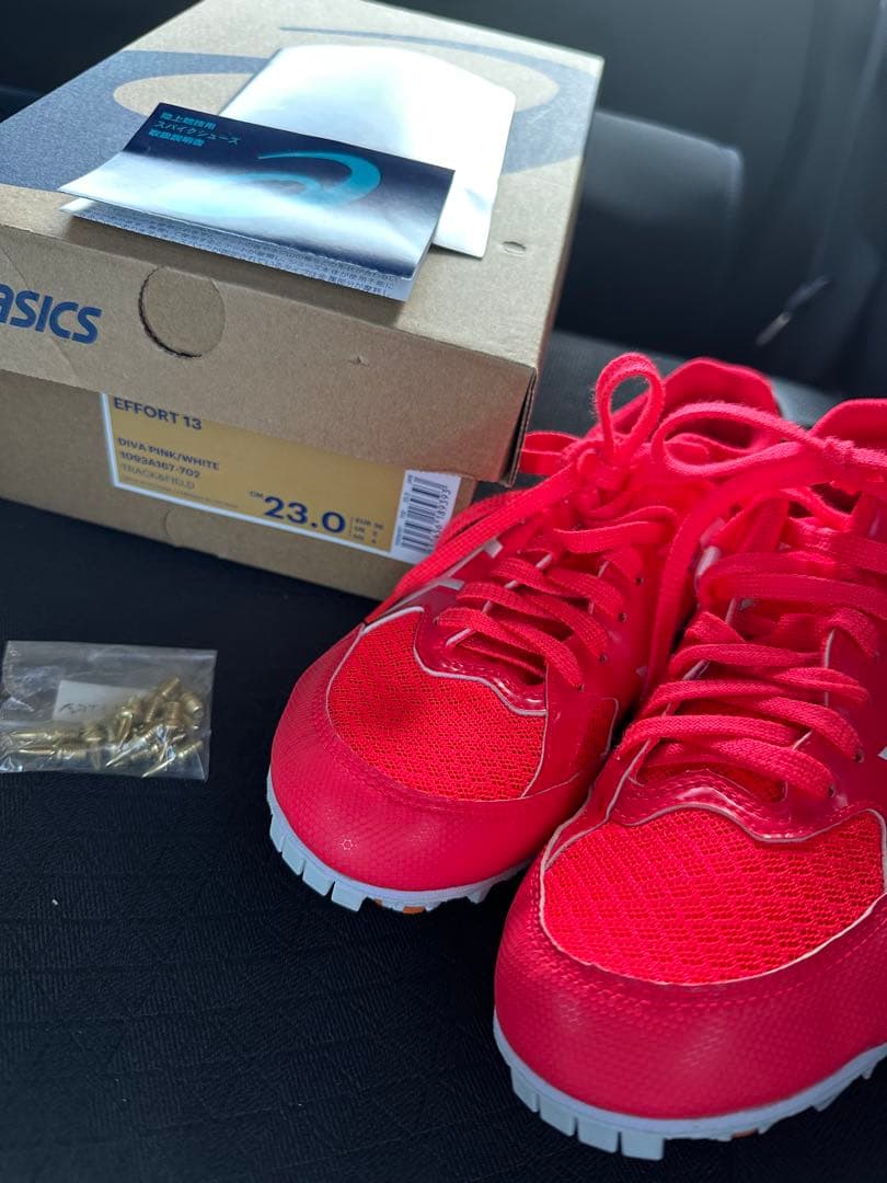 ASICS EFFORT 13 スパイクシューズ 23.0cm 赤