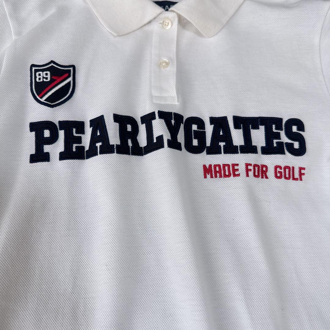 パーリーゲイツ ポロシャツ 白 ゴルフウェア ワッペンロゴ レディース サイズ1