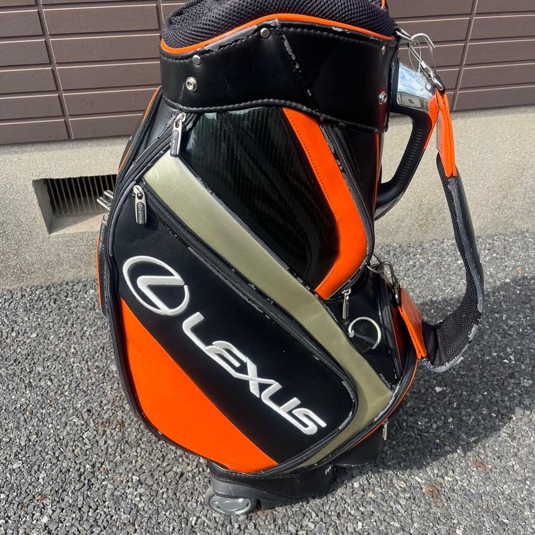 Lexus キャスター付きキャディバッグ オレンジ ブラック フードなし