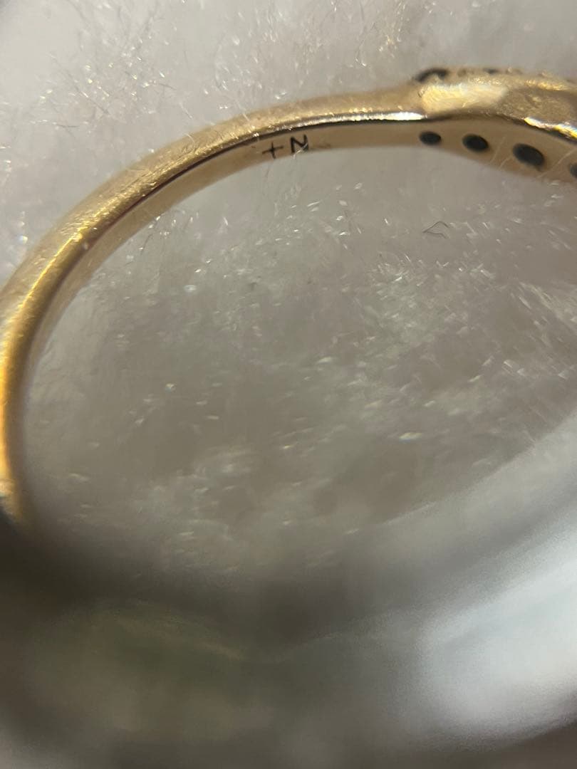 ノジェスk10 ゴールドシンプルリング ダイヤモンド0.11ct +N刻印