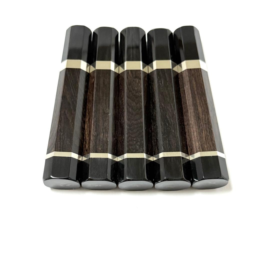 5本セット 二段銀巻 黒水牛角 ペティ4寸 黒檀 八角柄 ペティ120 包丁の柄