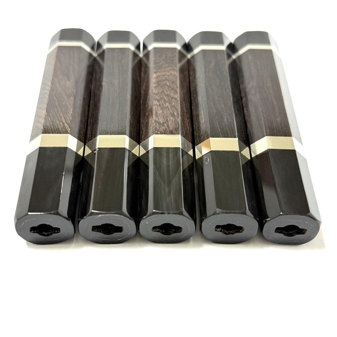 5本セット 二段銀巻 黒水牛角 ペティ4寸 黒檀 八角柄 ペティ120 包丁の柄