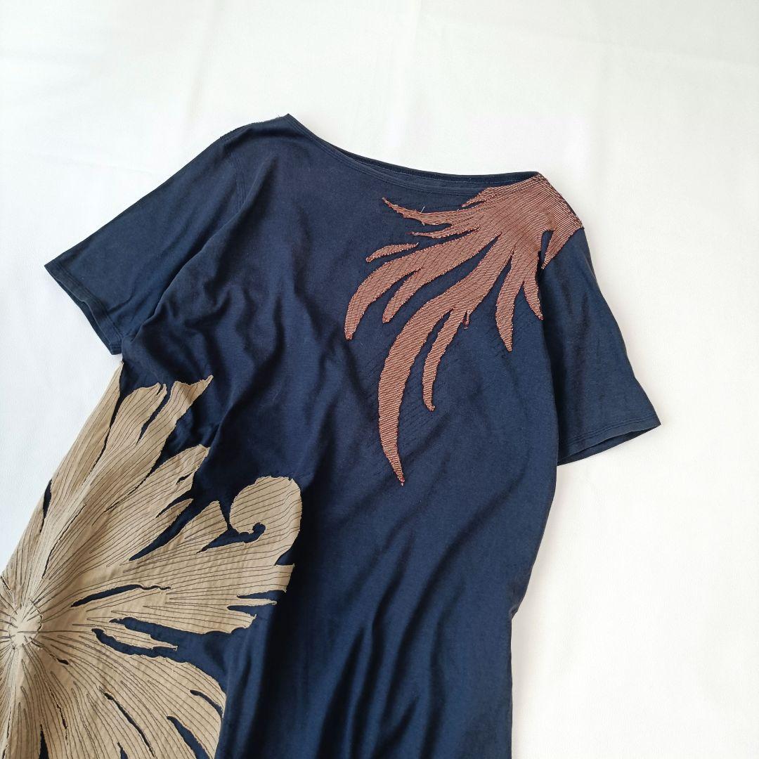 【ヨーガンレール/Juigan Lehl】半袖ワンピース　コットン　和柄　M　綿