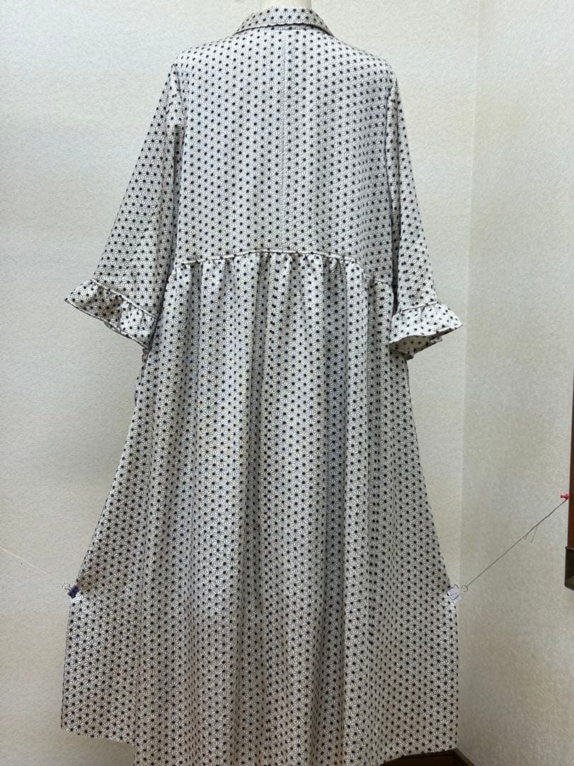 着物リメイク　絞りワンピース前ボタン Lサイズ