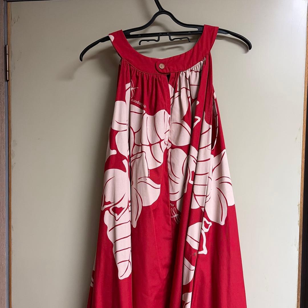 Tahitiimports赤いフラワープリント ムームー