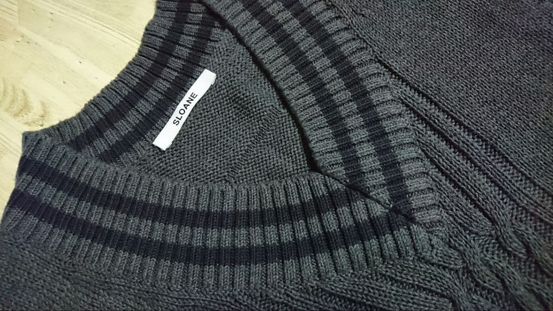 人気【スローン】チルデンコットンニットベスト★定価26,400円★チャコール 灰