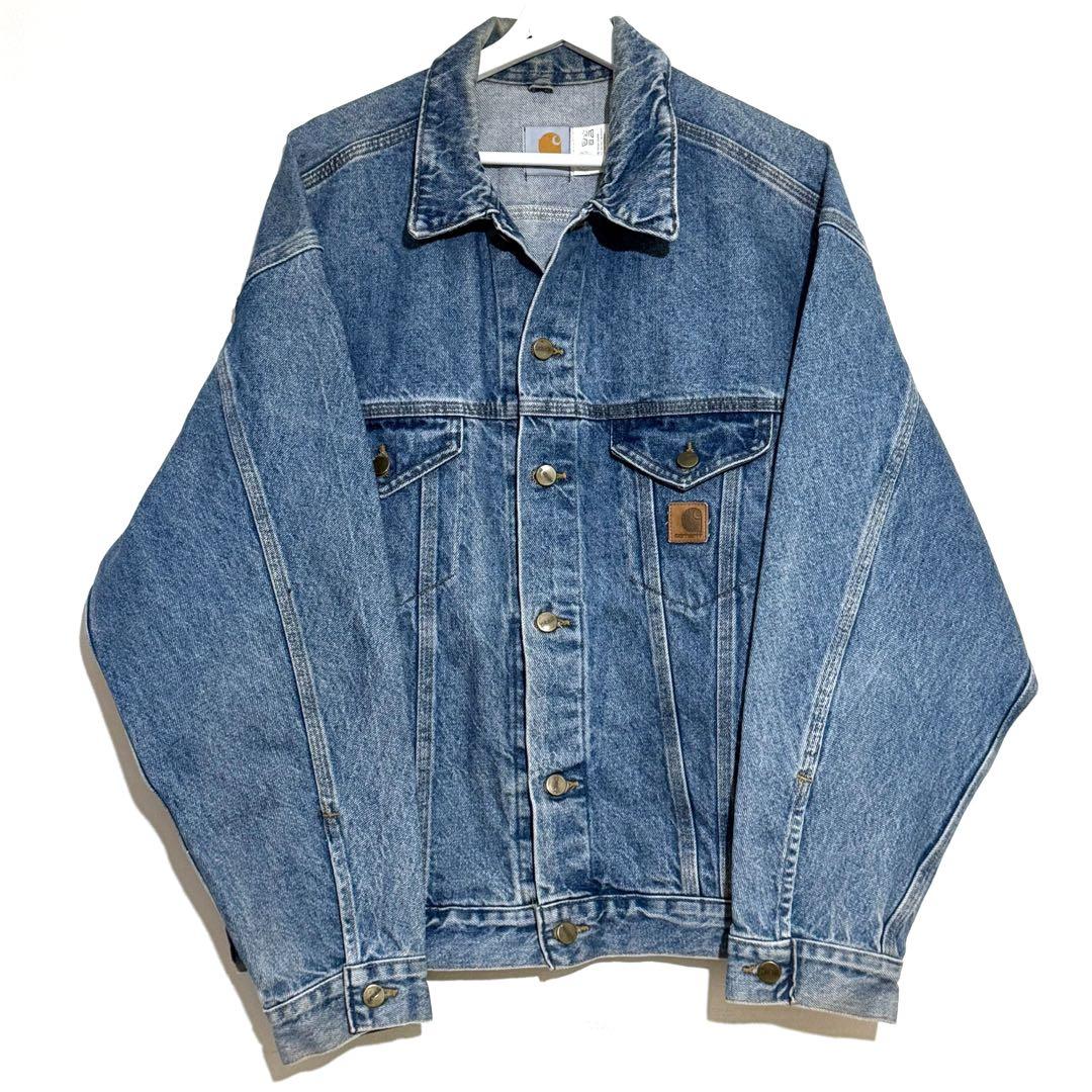 カーハート デニムジャケット JU0998 革パッチ ビンテージ古着 トラッカー