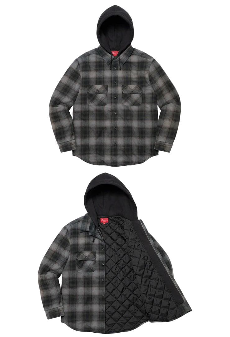 ジャケット・アウター supreme 21F/W Hooded Flannel Zip Up Shir