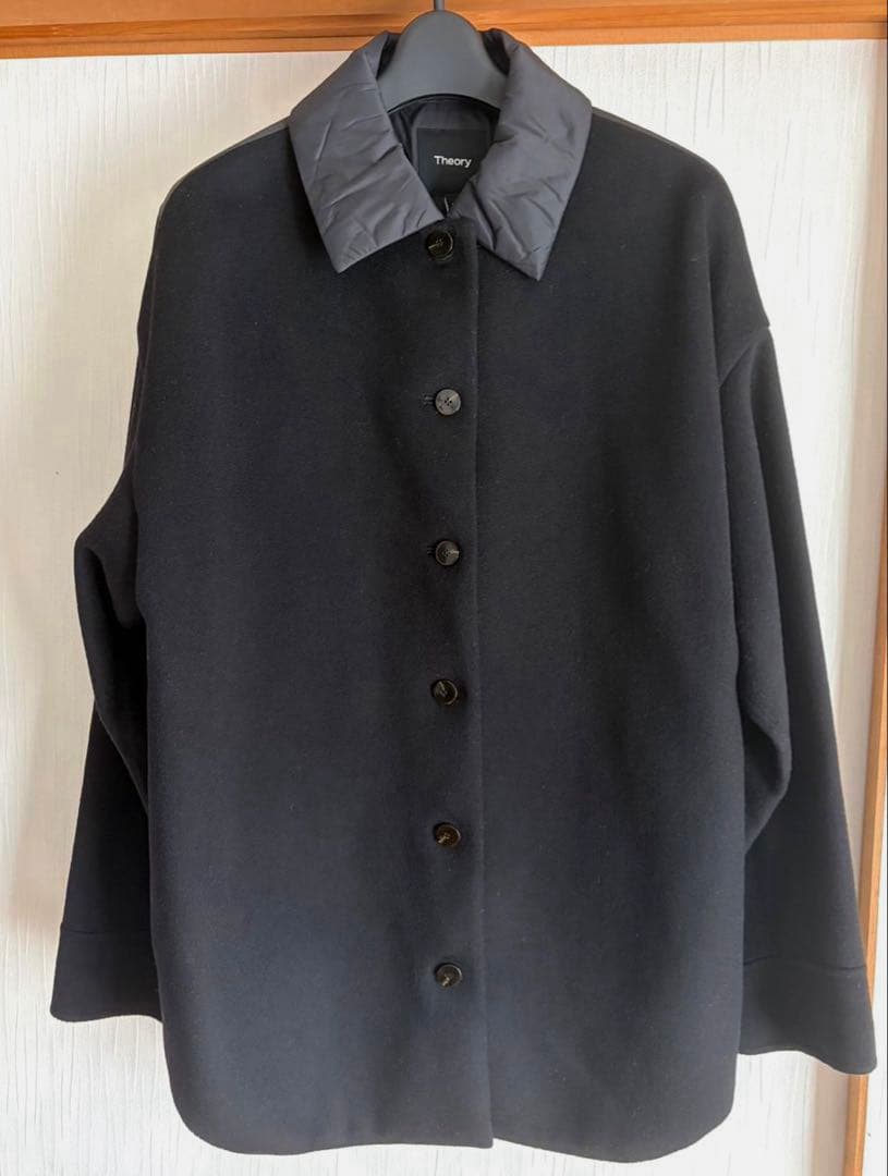 Theory ブラック　コンボシャツジャケット　カシミヤ　中綿　S