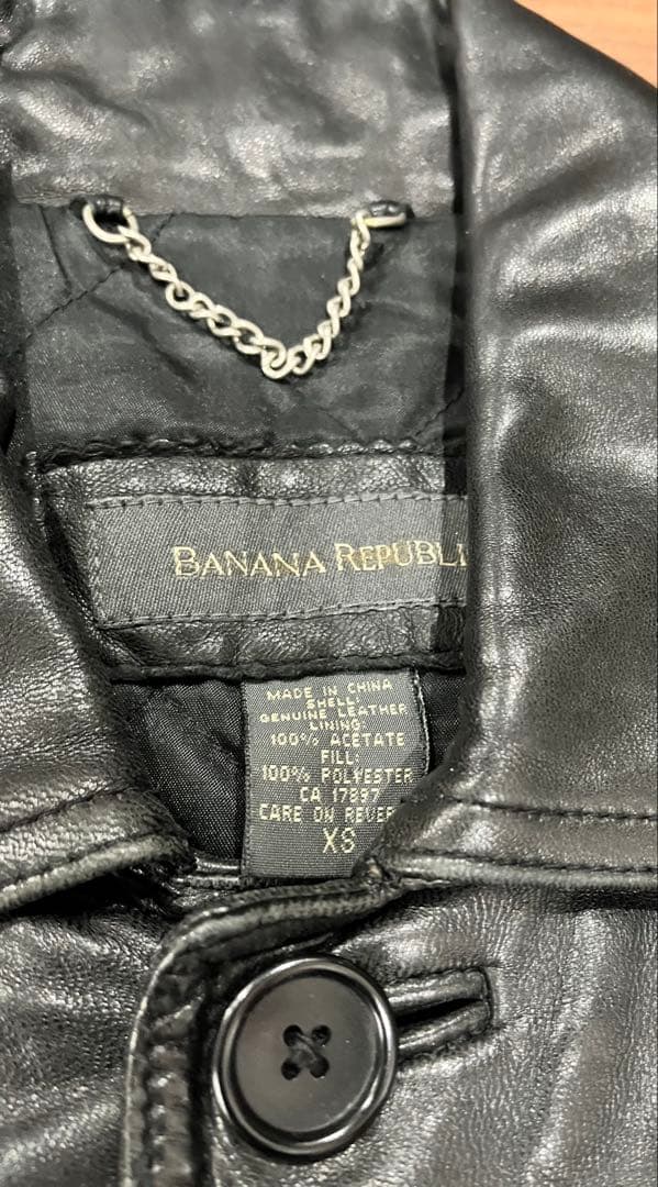 神サイズ　BANANA REPUBLIC ブラックレザーコート XS カーコート