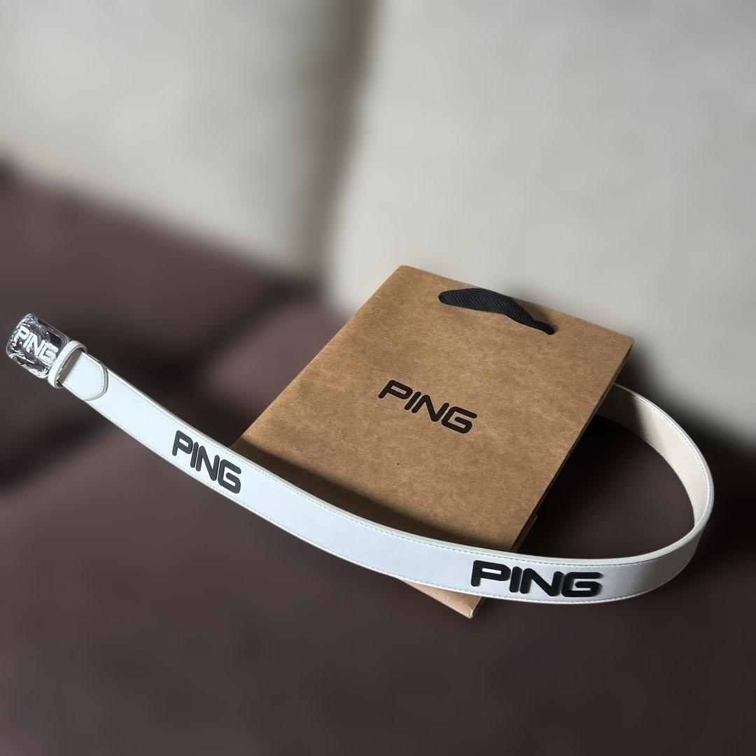 PING ホワイト ベルト ロゴ入り