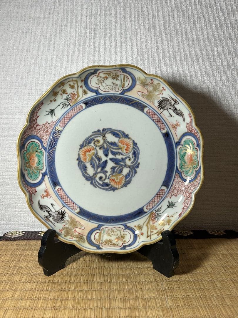 古伊万里染錦7寸皿　無傷