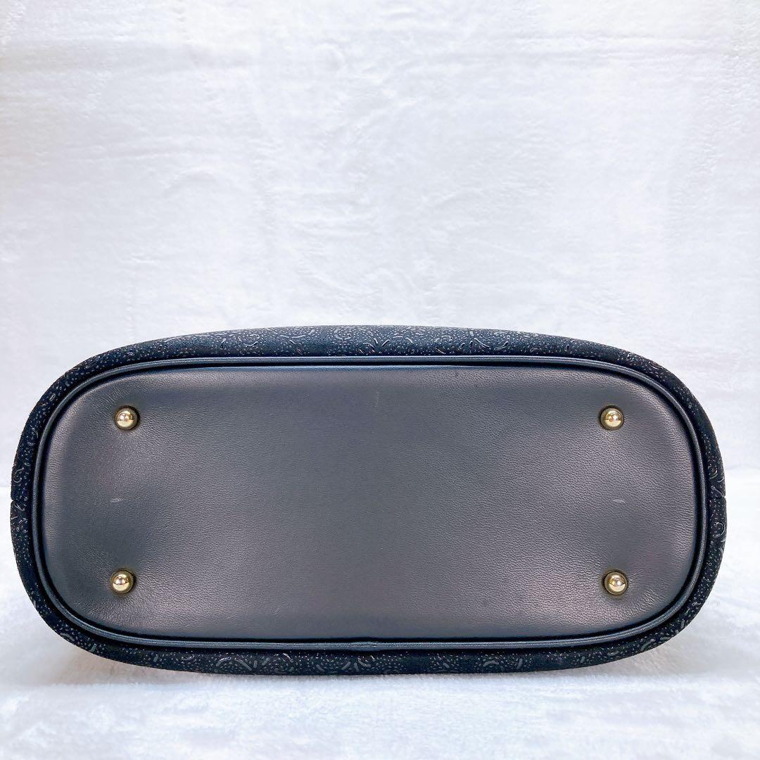 ✨極美品✨印傳屋　インデンヤ　ハンドバッグ　ペイズリー柄　レザー　金具　ドーム型