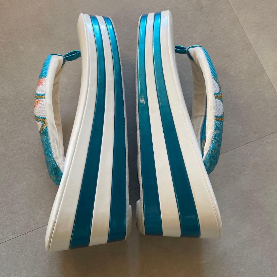 【バッグと草履セット】成人式/正月/和装セット/水色/ターコイズブルー/大正浪漫