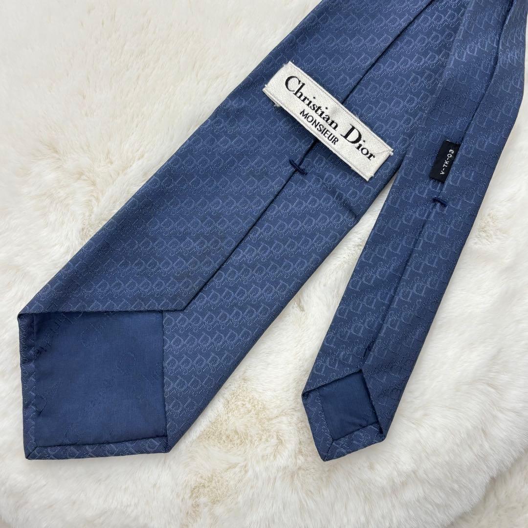 美品　クリスチャン ディオール ムッシ　ネクタイ　トロッター　ブルー　シルク