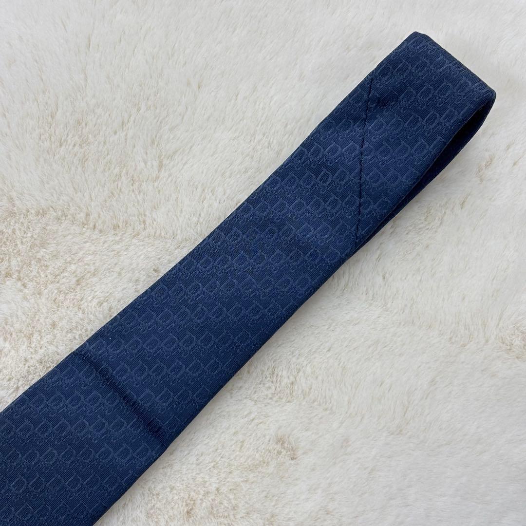 美品　クリスチャン ディオール ムッシ　ネクタイ　トロッター　ブルー　シルク