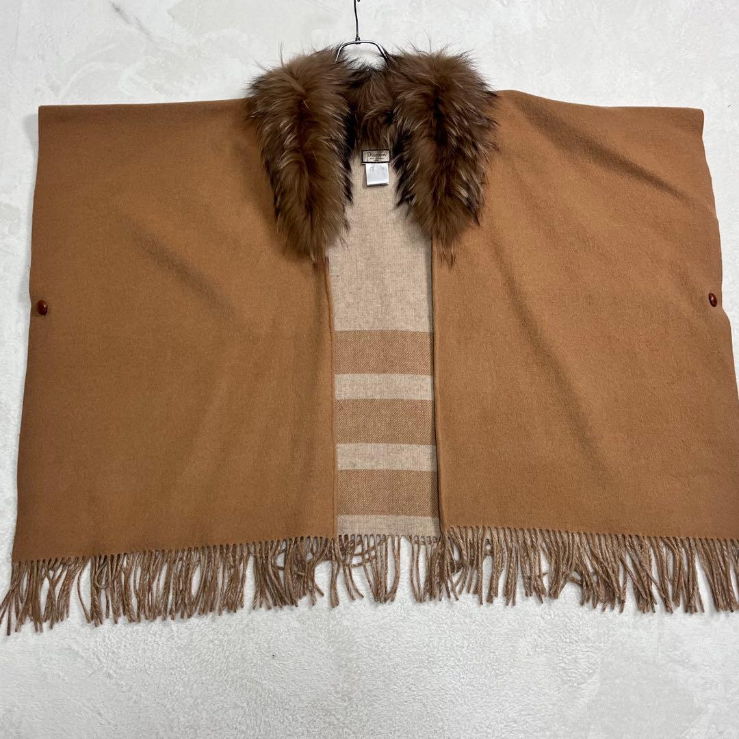 美品『Diagram ダイアグラム』ケープコート ラクーンファー ポンチョ