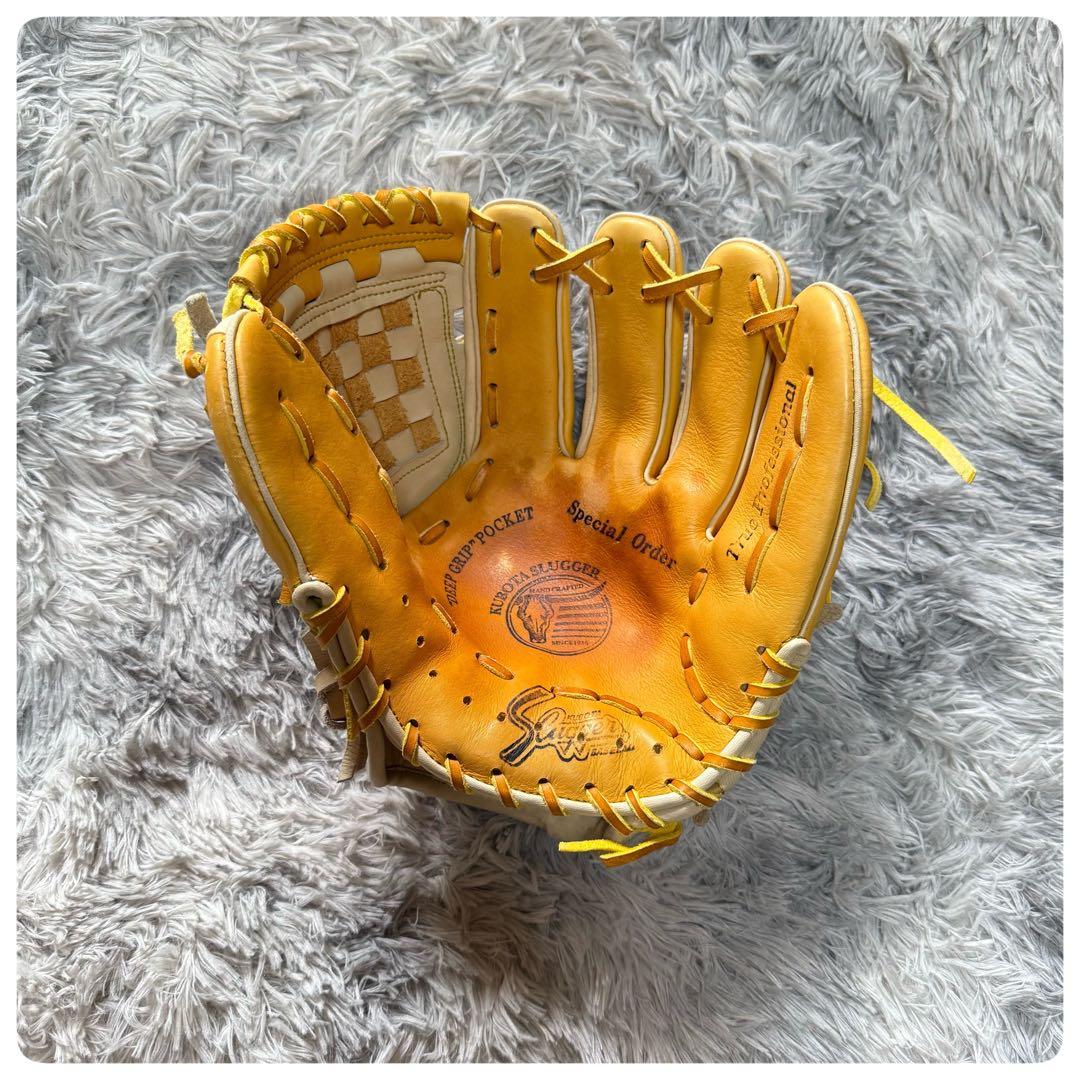 久保田Slugger 軟式グローブ オーダー　7 ホワイト/イエロー