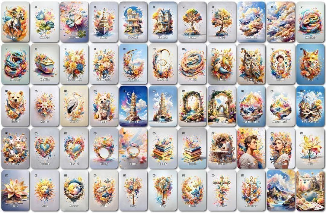 【正規品ルノルマンカード】メルヘンで可愛いパステル色✨53枚✨生命の色合いデッキ