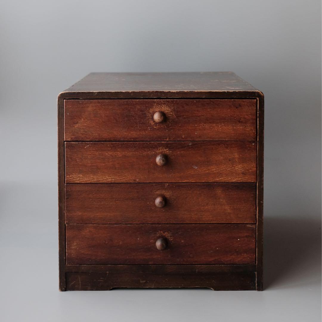 昭和木製四段引き出し 時代物