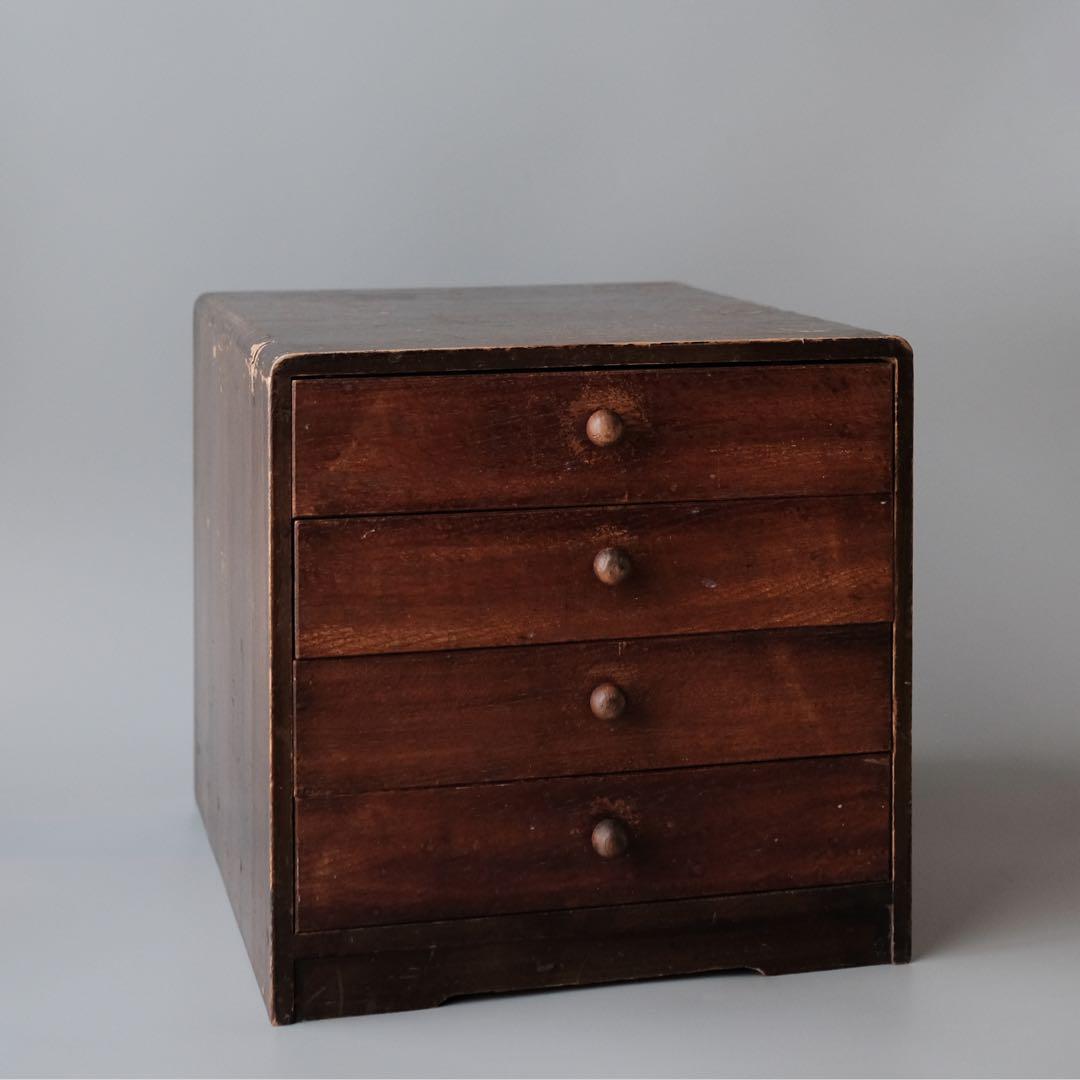 昭和木製四段引き出し 時代物