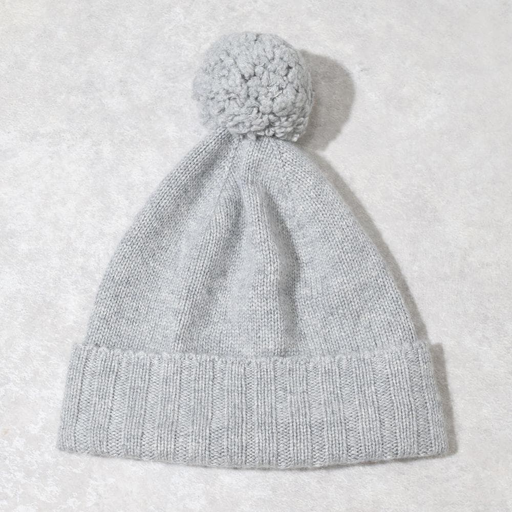 英国製 Johnstons of Elgin カシミヤ ニット帽 ボンボン付き