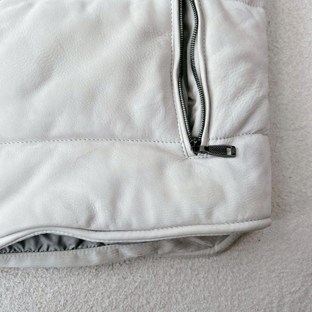 ブリオーニ Brioni ラムレザー 羊革 ダウンベスト ジャケット グレー48