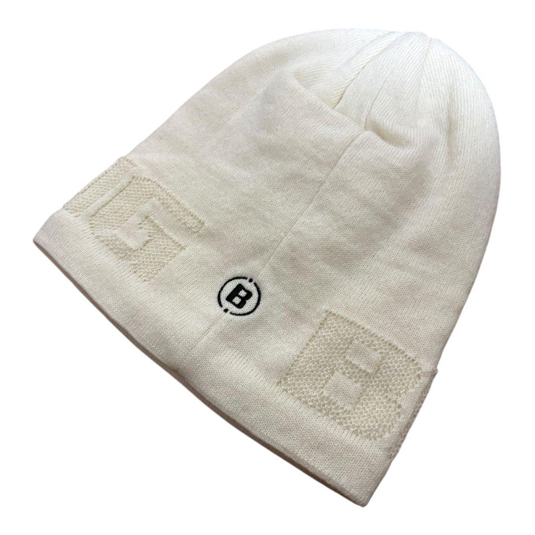 BRIEFING ホワイトニットビーニー ロゴ入り